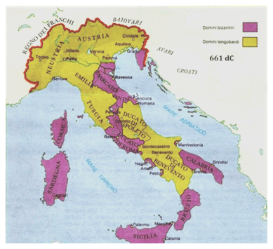 Italia nel 661 tra Longobardi e Bizantini